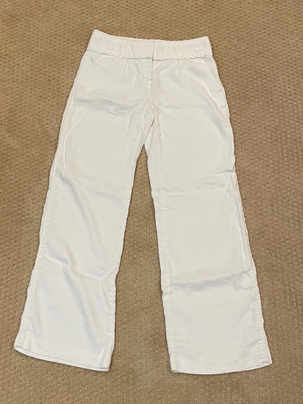 Express Design Studio White Linen Blend Wide Leg Trouser Pants Size 2